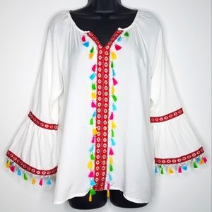 ANA-K ANADAS COLLECTION TASSEL TOP SZ.L WHITE